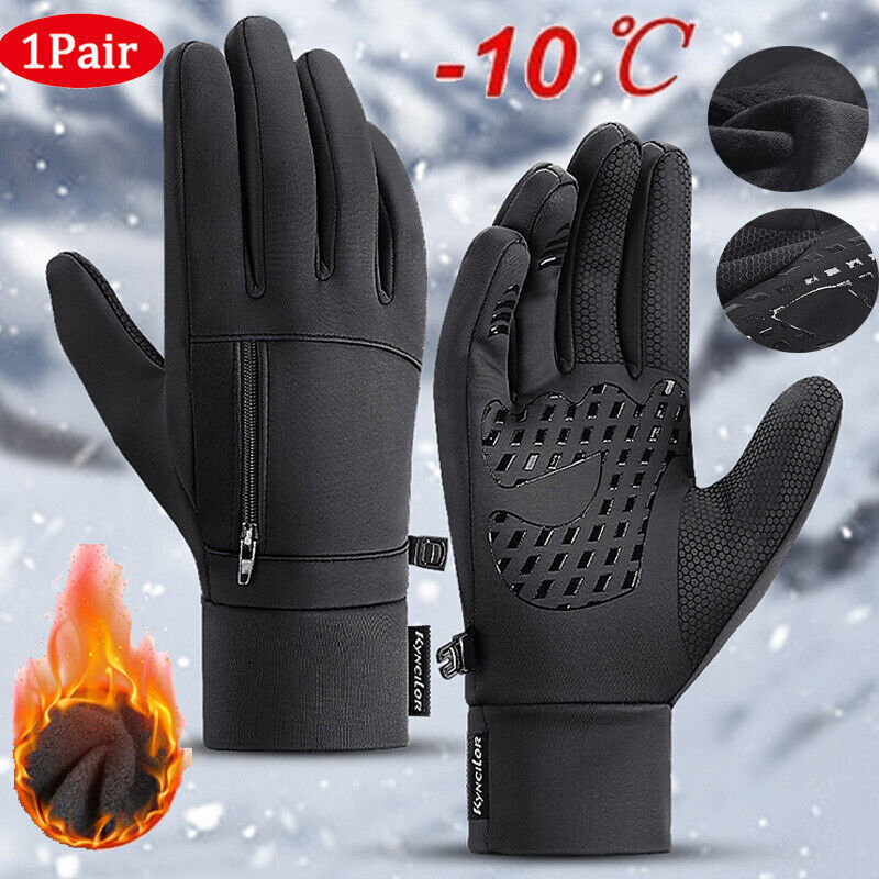 Mens Winter Touch Screen Gloves Thermal Windproof Waterproof Ski Warm Gloves