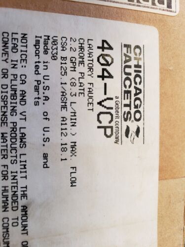 ORIGINAL CHICAGO FAUCETS 404-VCP Low Arc,Chrome,Chicago Faucets,404 NEW IN BOX - Picture 3 of 5
