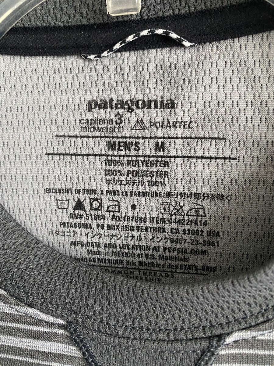 Patagonia Mens Capilene 3 Midweight Long Sleeve Gray Striped Base