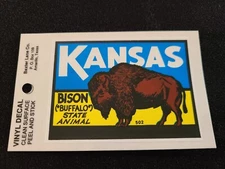 Kansas State Animal Bison Buffalo Vintage Travel Souvenir Decal Window Sticker 
