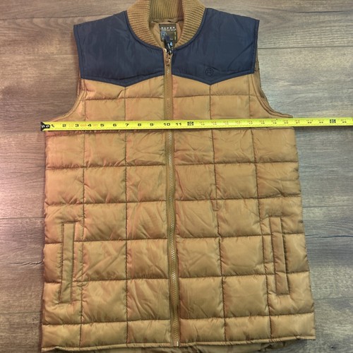 Roper Boys Puffer Vest Jacket Lined Collar Brown/Blue Zip Front Size XL 16-18 - Picture 9 of 13