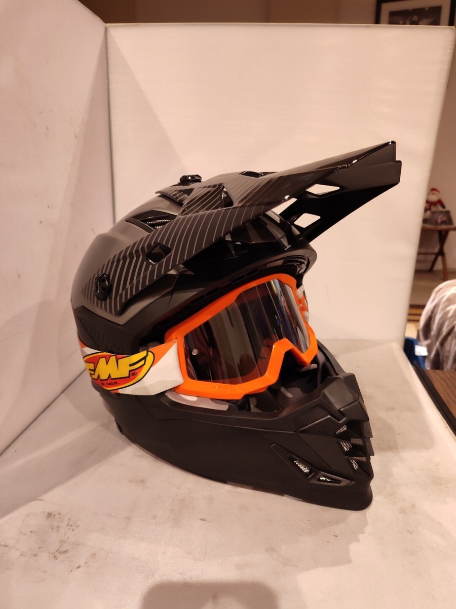 BILT Lux SC-16 Motocross Helmet Sz XL USA Gray Black With FMF Goggles USA
