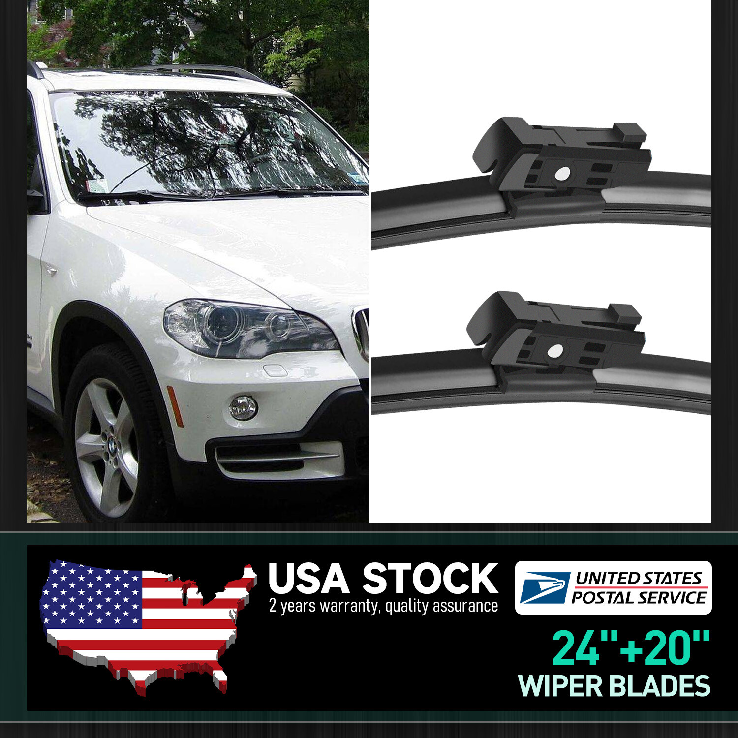 High-Quality Bracketless Windshield Wiper Blades Set 24