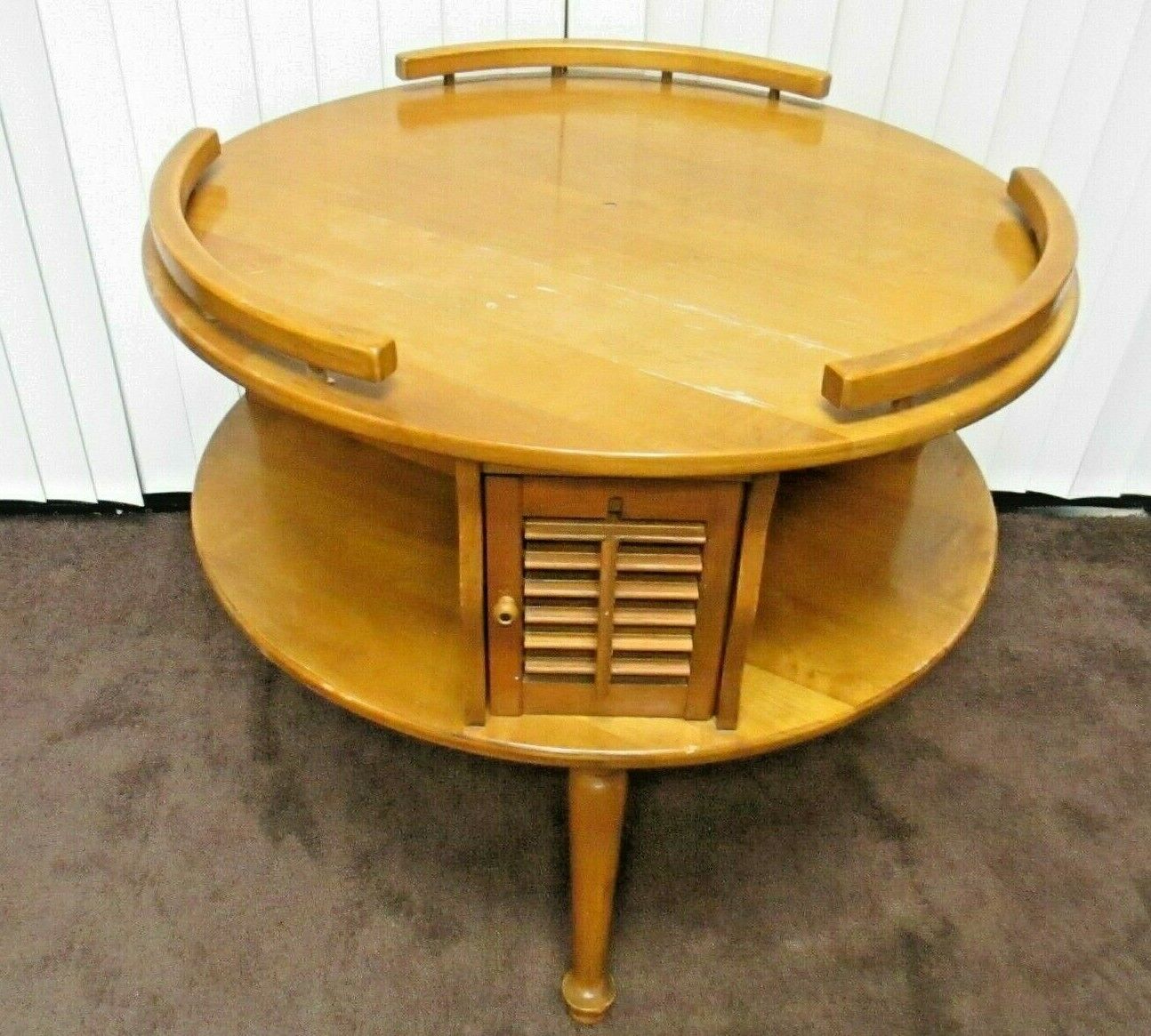 Vintage Mid Century Maple 32-Inch Round Two-Tiered End/Coffee/Magazine Table