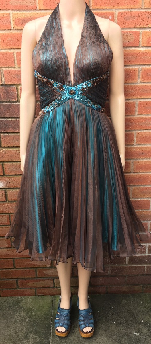 strapless open back dress Blue Embellished Lace Evening Gown with Illusion Neckline