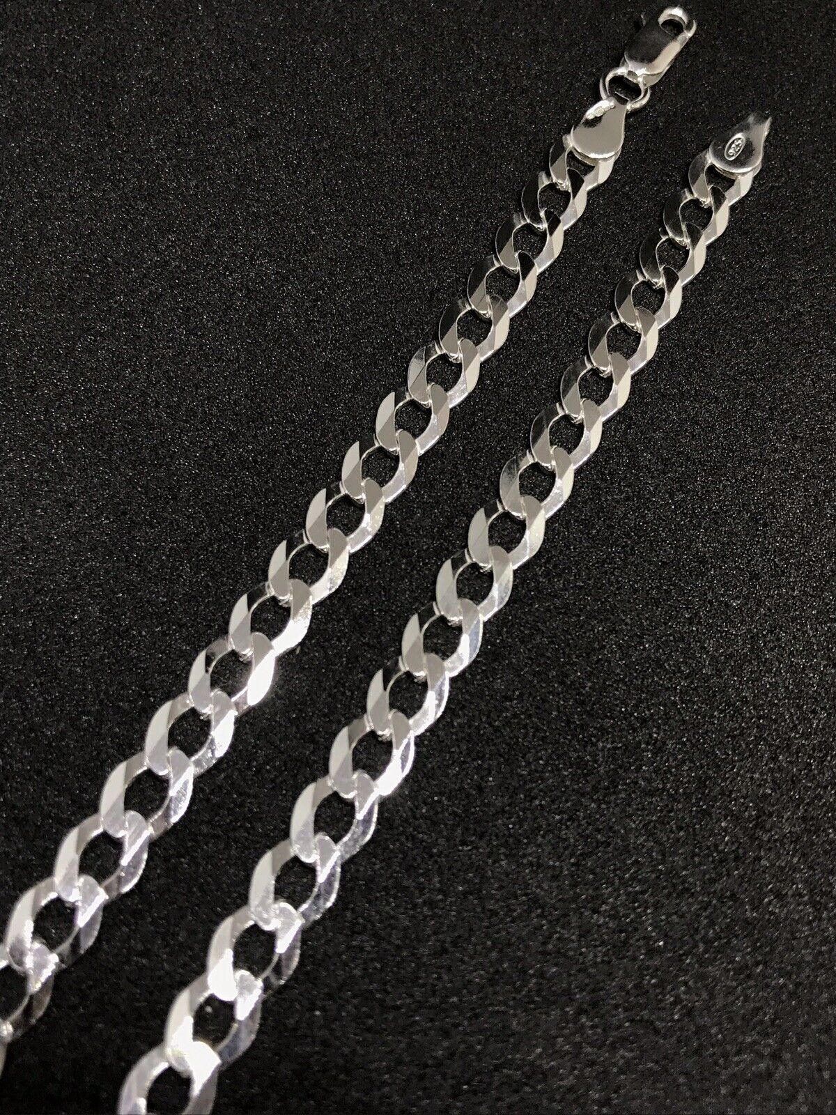 SOLID 925 Genuine Sterling Silver 6mm Men&Women Open Flat Curb Chain Necklace Natychmiastowa dostawa