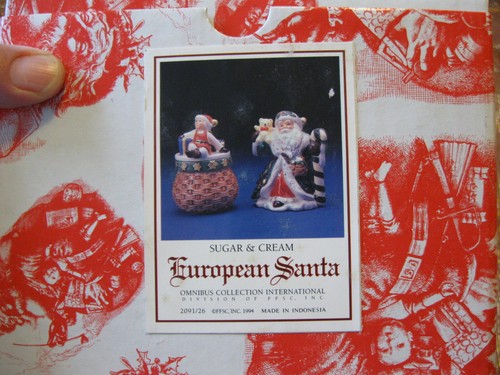 EUROPEAN SANTA SUGAR CREAMER Fitz & Floyd Omnibus Nostalgic Christmas 1994 NOS - Picture 9 of 10