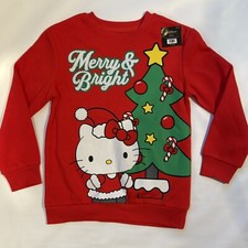 Hello Kitty Christmas Merry  Bright Sweatshirt Kids Girls Size Small NWT CUTE 