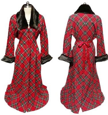 NEW OLD STOCK VICTORIA'S SECRET RED PLAID DRESSING GOWN HOSTESS GOWN PLAID DRESS
