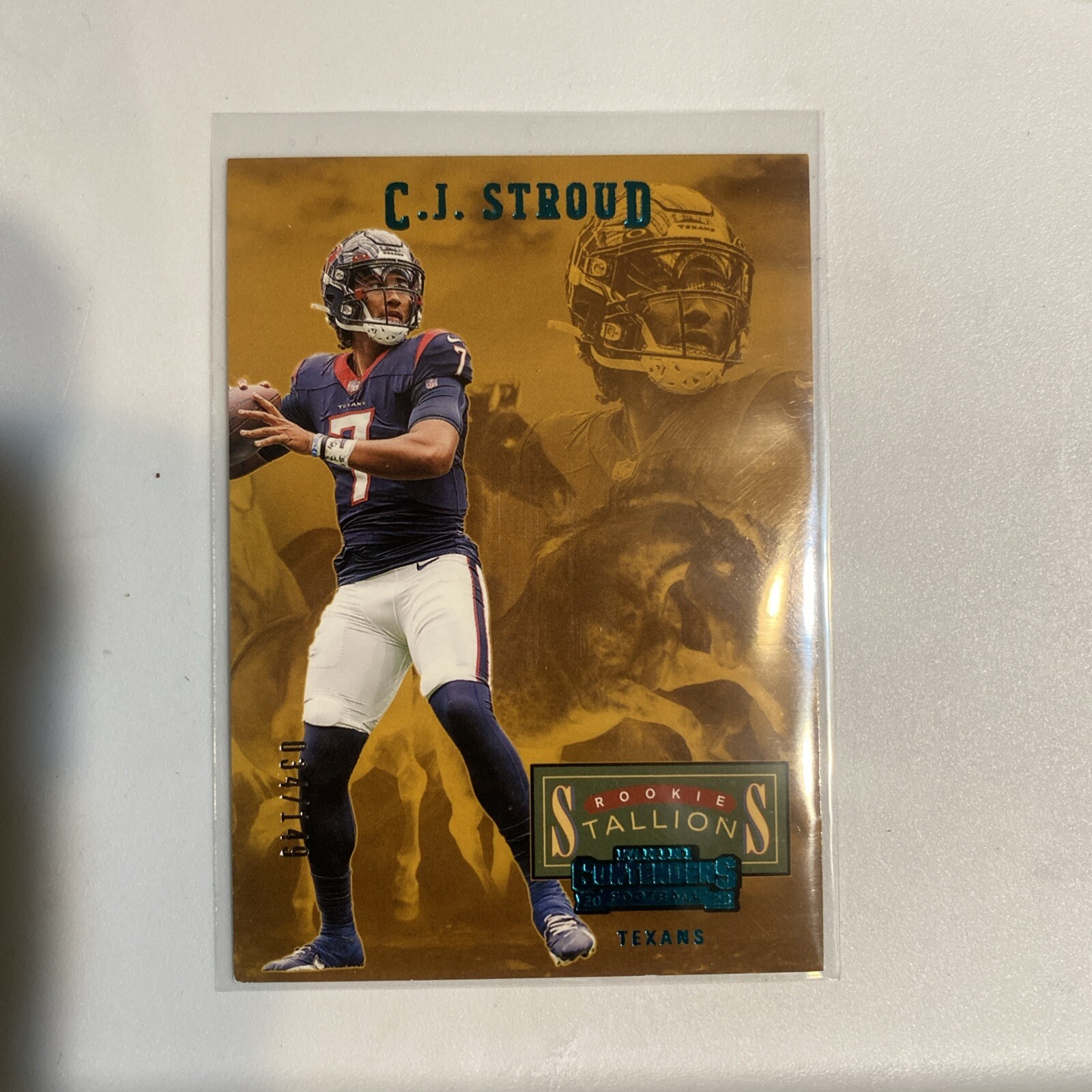 2023 Panini Contenders C.J. Stroud Rookie Stallions Teal RC 34/149 Texans