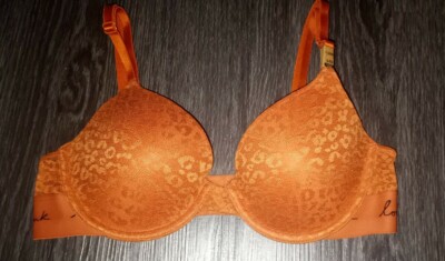 VS pink leopard lace lightly lined t shirt bra BRAND NEW size 34b rich chestnut 