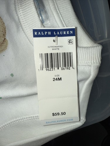 Polo Ralph Lauren Kids 24M PFS White Long Sleeve Sweatshirt Polo Preppy Bear $59 - Picture 2 of 6