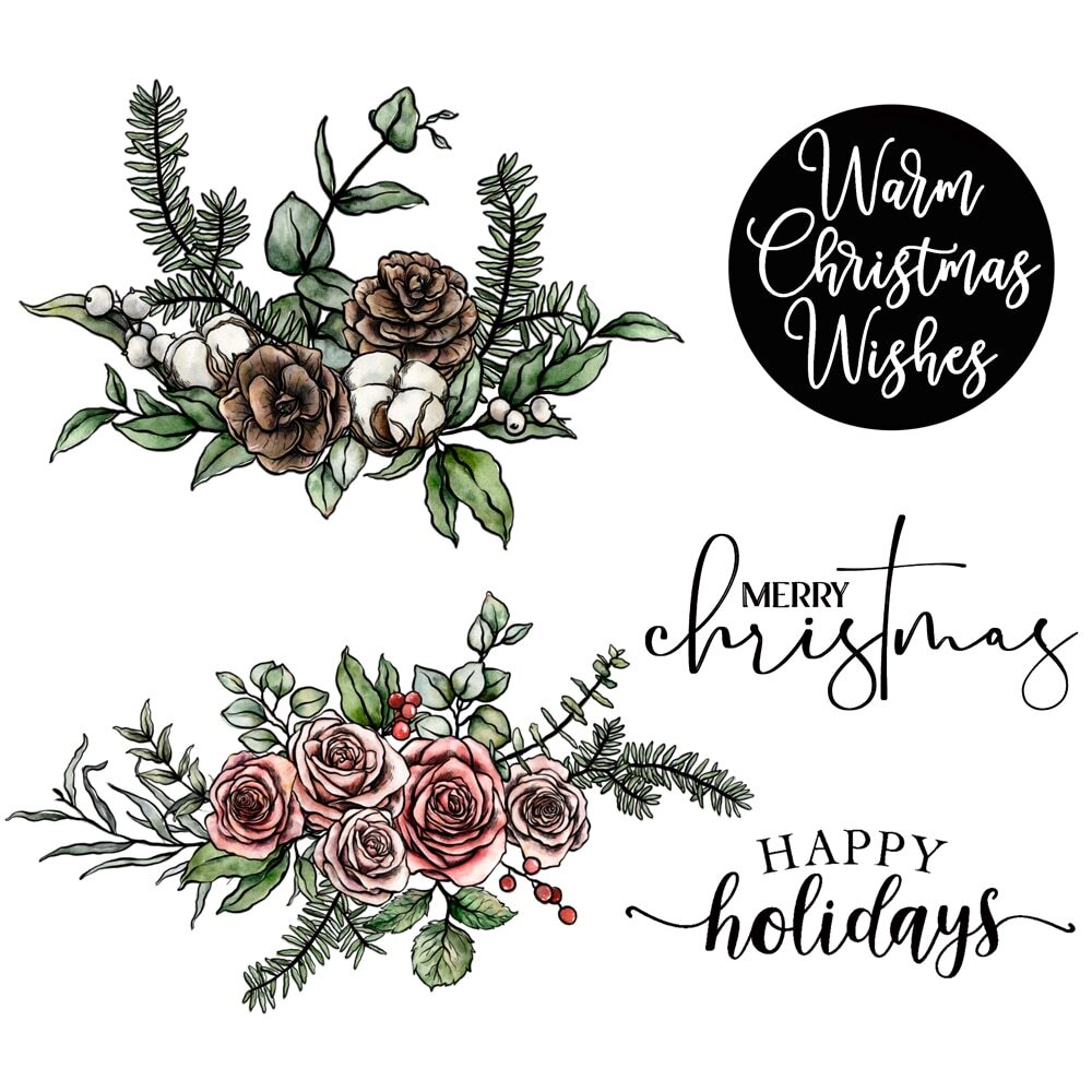 Christmas Flowers Metal Cutting Dies Clear Stamps Scrapbooking Card Making Craft