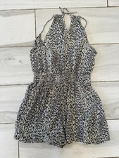 AllSaints Leopard Print Playsuit XS Short  Romper Elastic Waist
