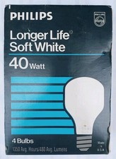 Philips 40W Soft White Longer Life Light Bulbs 4Pack New
