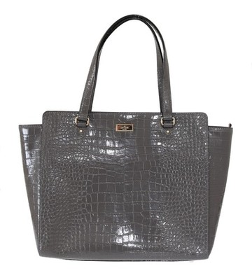 KATE SPADE Tasche grau Kroko-Prägung Leder Elissa Bristol Drive Tote Handtasche