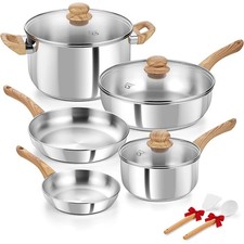 KOCH SYSTEME CS Stainless Steel Coowkare Set 10PCS, Professional 18/10 Stainless