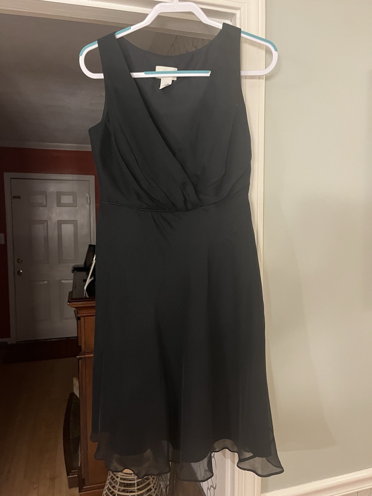 J Crew Dress 100% Silk Black Crepe Chiffon Layere… - image 2