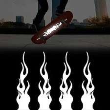 4 Pcs 7.8'' Flame Reflective Sticker for Car Vinyl Racing Sports Flame White