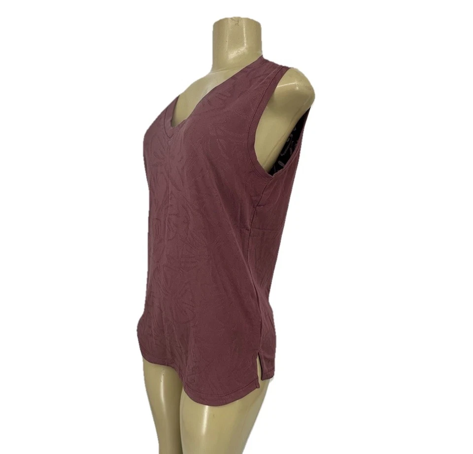 Regata Athleta feminina pequena essencial gola V em rosa tawny elástica sem mangas TS13 - Imagem 2 de 4