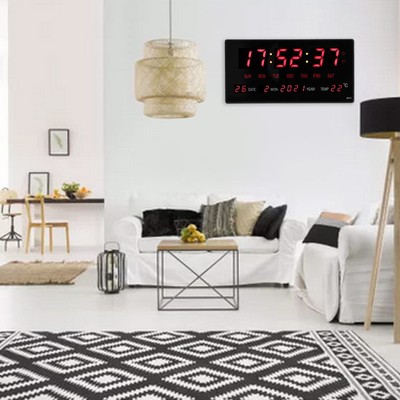 EU Plug LED Digital Wall Clock Large Display Accurate Desktop Hanging Electronic