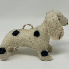 Jingles & Joy Seasonal Felt Dog Ornaments Cream with Black Spots - Set of 2