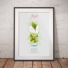 Mojito Cocktail Poster | Bar | Drink | Ingredients | Wall Art | Print