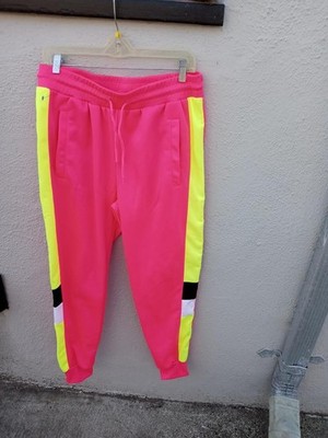RARE Vintage Unisex LOTTO Neon Pink/Yellow Poly Workout pants Size: LARGE AA++