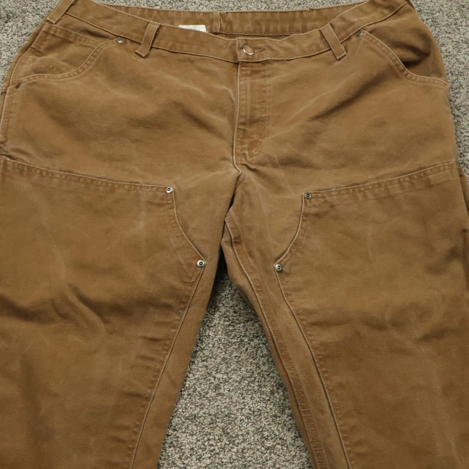 Pantalones Carhartt 39X29 Hombre Marrón Algodón Doble Rodilla Trabajo Lona Envejecida Foto 4 de 4