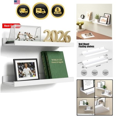 Floating Shelves Wall Mounted Set of 2, Modern White Shelves for Bedroom, Nur...