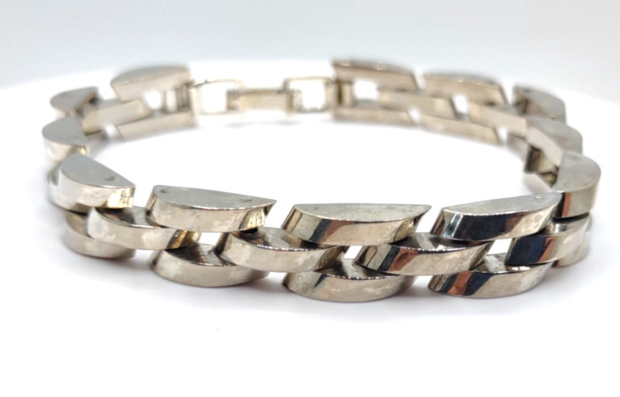 Sterling Silver 925 Heavy Interlocking Links Unis… - image 4