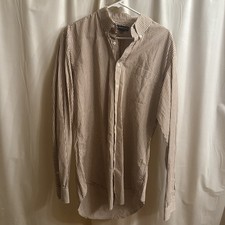 VTG Lands End Sz 16-37 Tall Shirt Collared Brown Button-up 100 Cotton