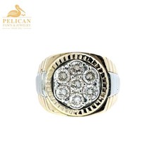 Gent's Diamond Cluster Ring 7 Diamonds 1.75 Carat T.W. 14K 2 Tone Go PBR111751 