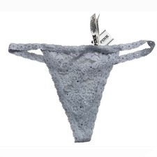 Victoria's Secret PINK Lace V-String Panty Light Blue Rhinestone Small NWT