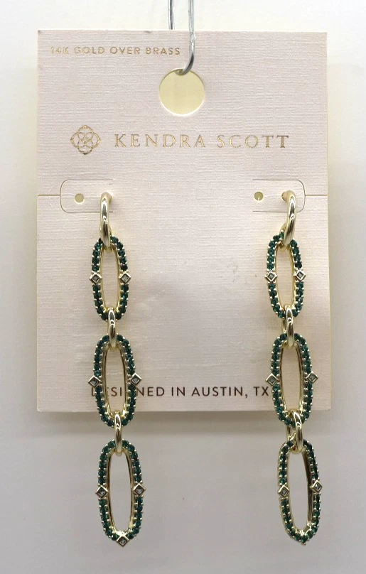 Kendra Scott Kadyn Linear Earrings Green Mix New - Image 3 of 4