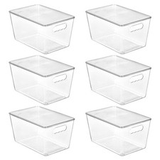 Pack Clear Stackable Storage Bins with Lids, Large L 11"L x 7.5"W x 6"H 6