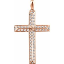Diamond Cross Pendant In 14K Rose Gold  3/4 ct. tw. 