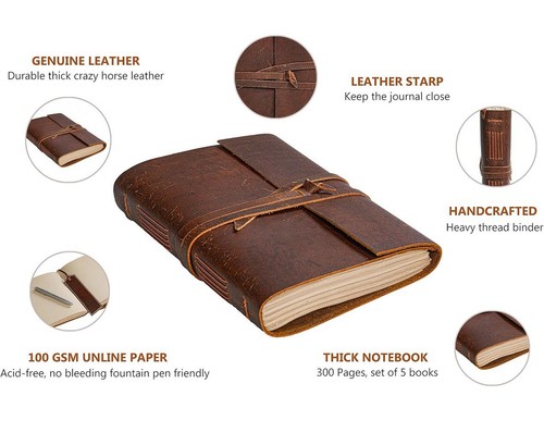 Leather Journal - Rustic Handmade Vintage Leather Bound Journal For Men & Women - Picture 3 of 3
