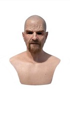 Halloween Realistic Face Bald Old Man Latex Wrinkle Face Mask Full Head Headwear