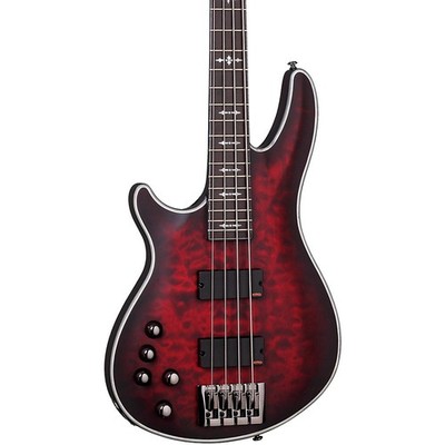 Schecter Hellraiser Extreme4 LeftHanded Bass Guitar Satin Crimson Red Burst
