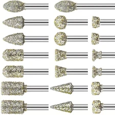 20pcs Diamond Grinding Burr Engraving Drill Bits Mix Shape for Glass Rotary Tool