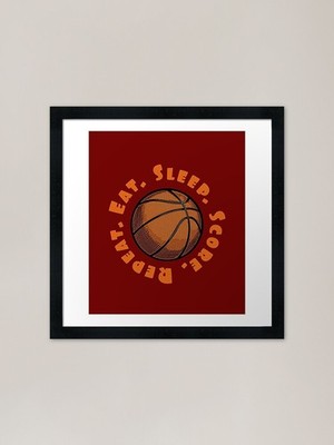 Eat Sleep Score Repeat unny Bask gerahmtes Wandbild Poster Leinwanddruck Bild