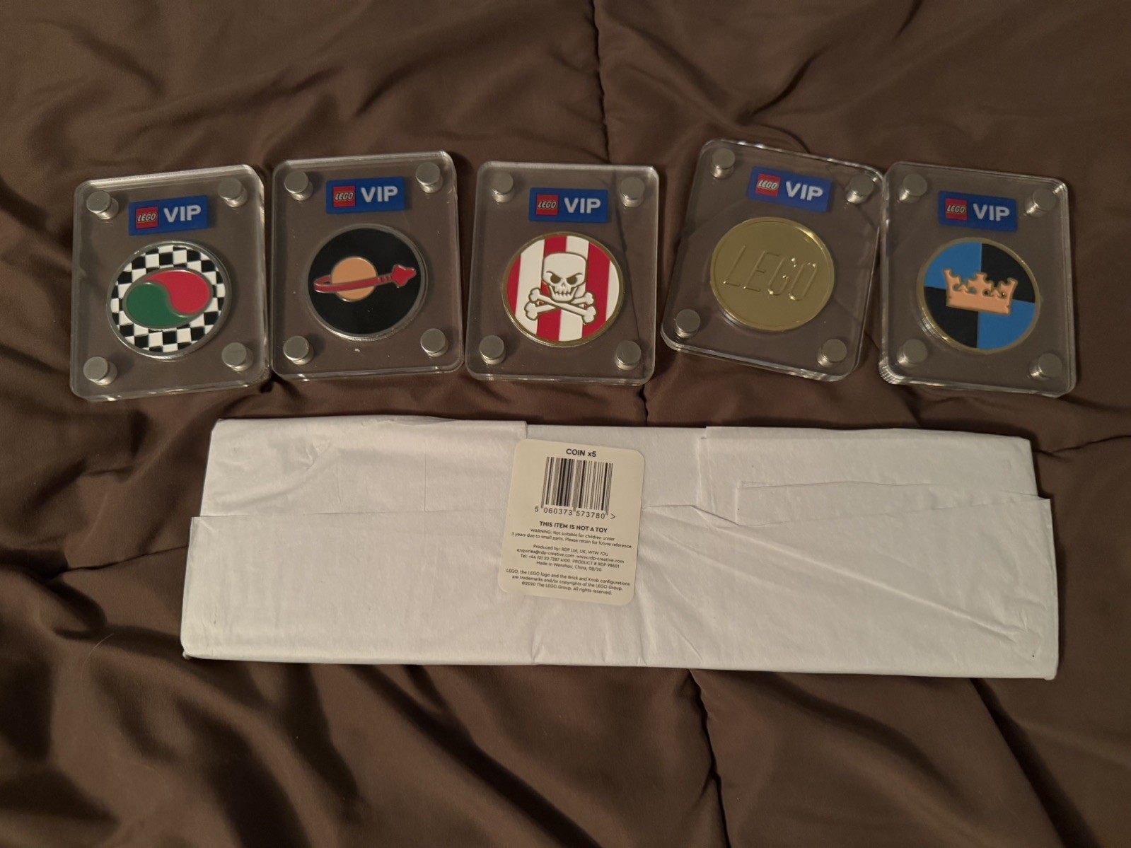 5 LEGO VIP Collectible Coins & Display Case Complete Set Space Pirate ...