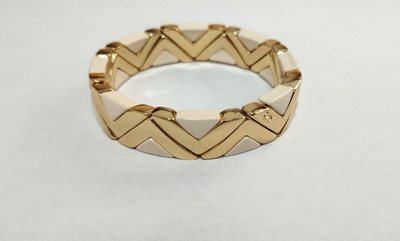 SIMONE A BORDEAUX Armband COLORFUL Mini elastisch beige gold moderne Kunst /EBVA