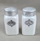 Vintage Hazel Atlas Milk Glass Large Salt Shaker & Pepper Shaker Read Condition
