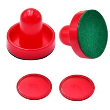 2 Red Air Hockey Pushers and 2 Pucks Mini Goal Handle Paddle Replacement 76mm