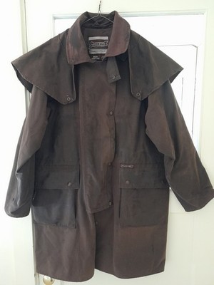 Driza-Bone Brown Long Water Resistant Rain Coat Cape Shoulder Men's Outdoor