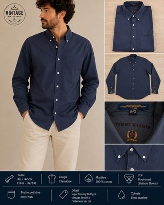 Tommy Hilfiger Shirt Marineblau 100% Baumwolle - Größe XL 