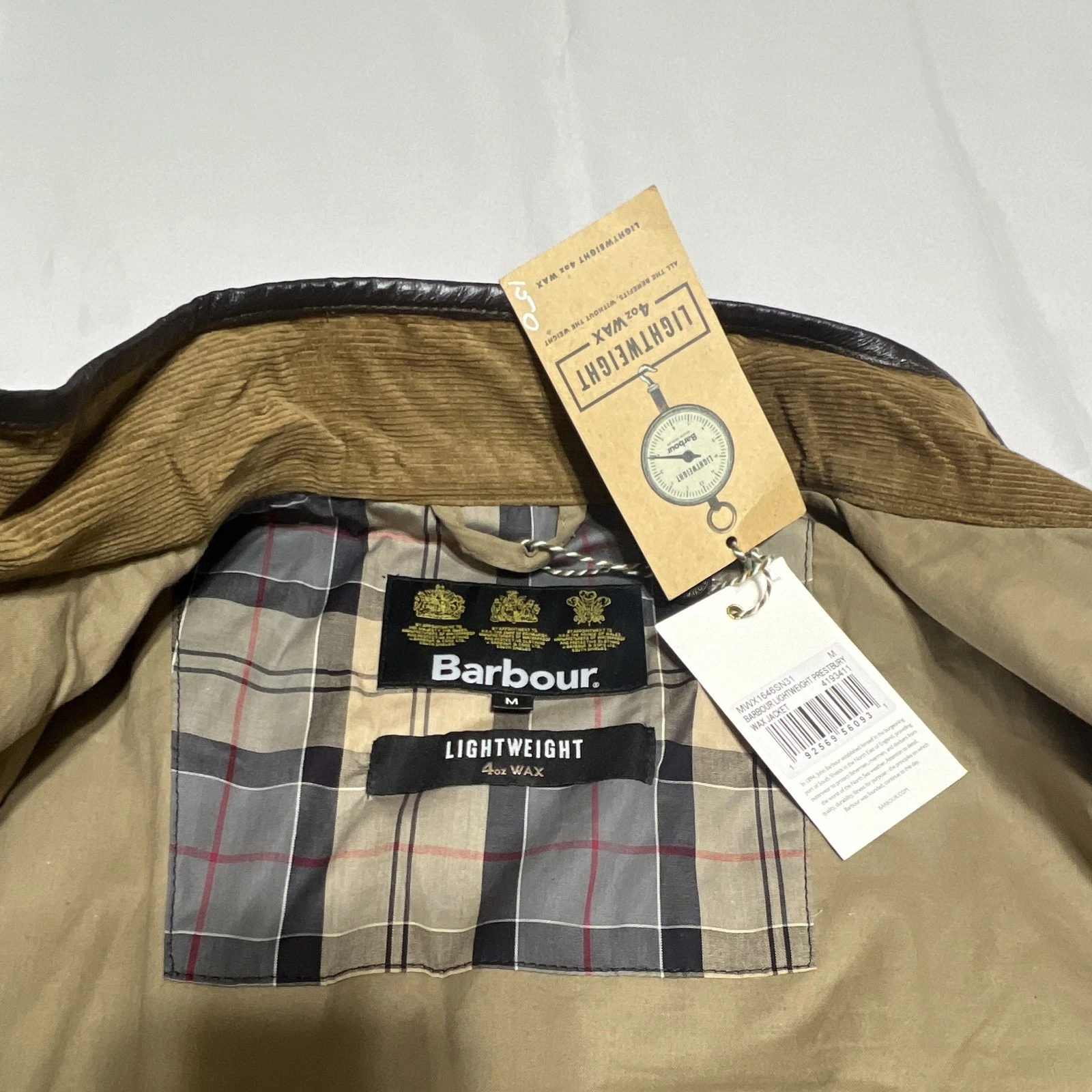 Barbour Lightweight Prestbury Waxed Cotton Jacket Men’s M Brown MWX1466SN31 - product detail image 7