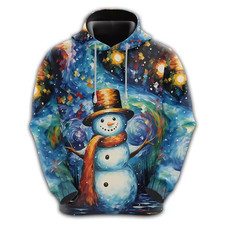 Snowman Christmas Hoodie, Colorful Winter Design, Fun Holiday Jumper